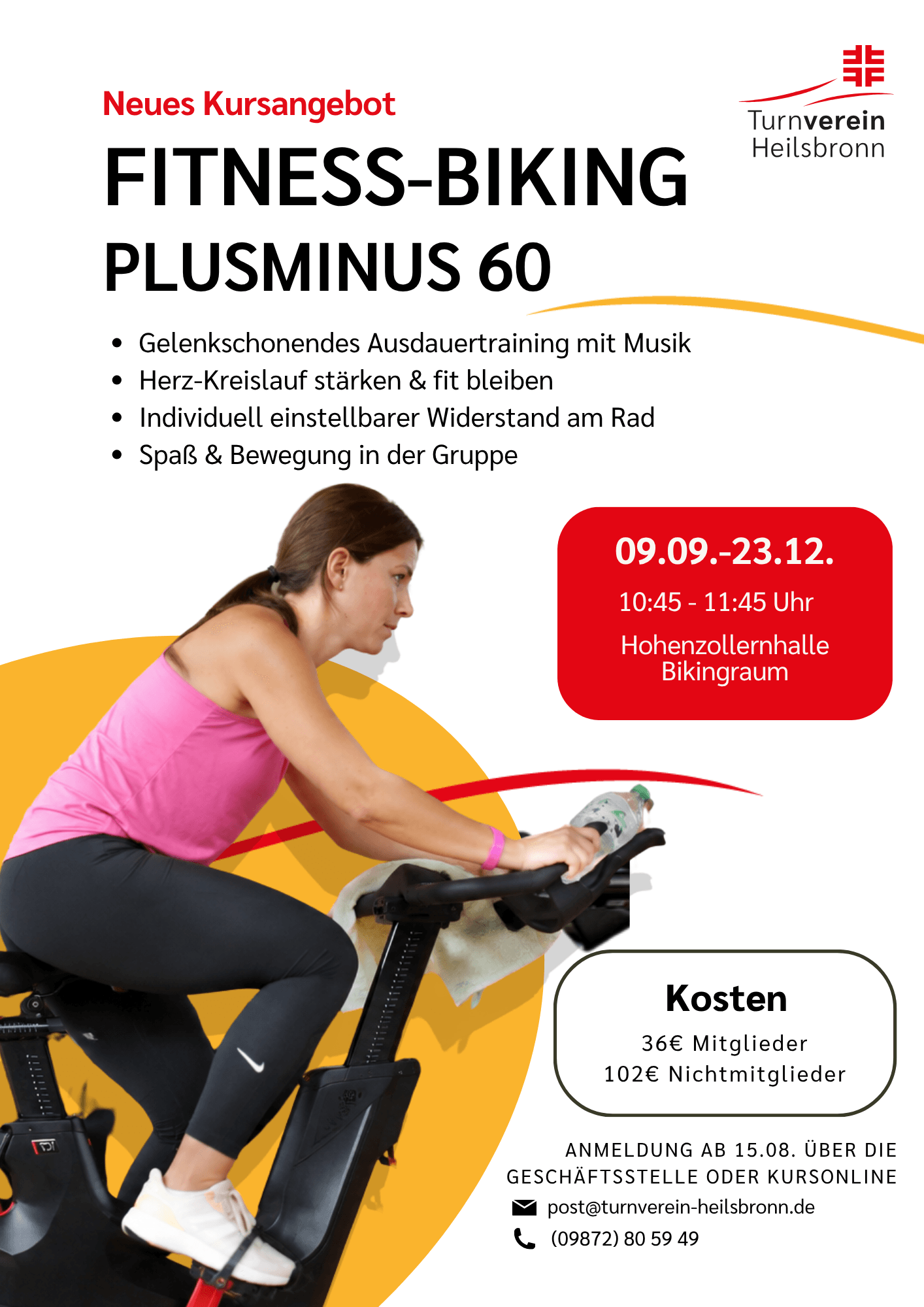 Neues Kursangebot - Fitnessbiking plusminus 60